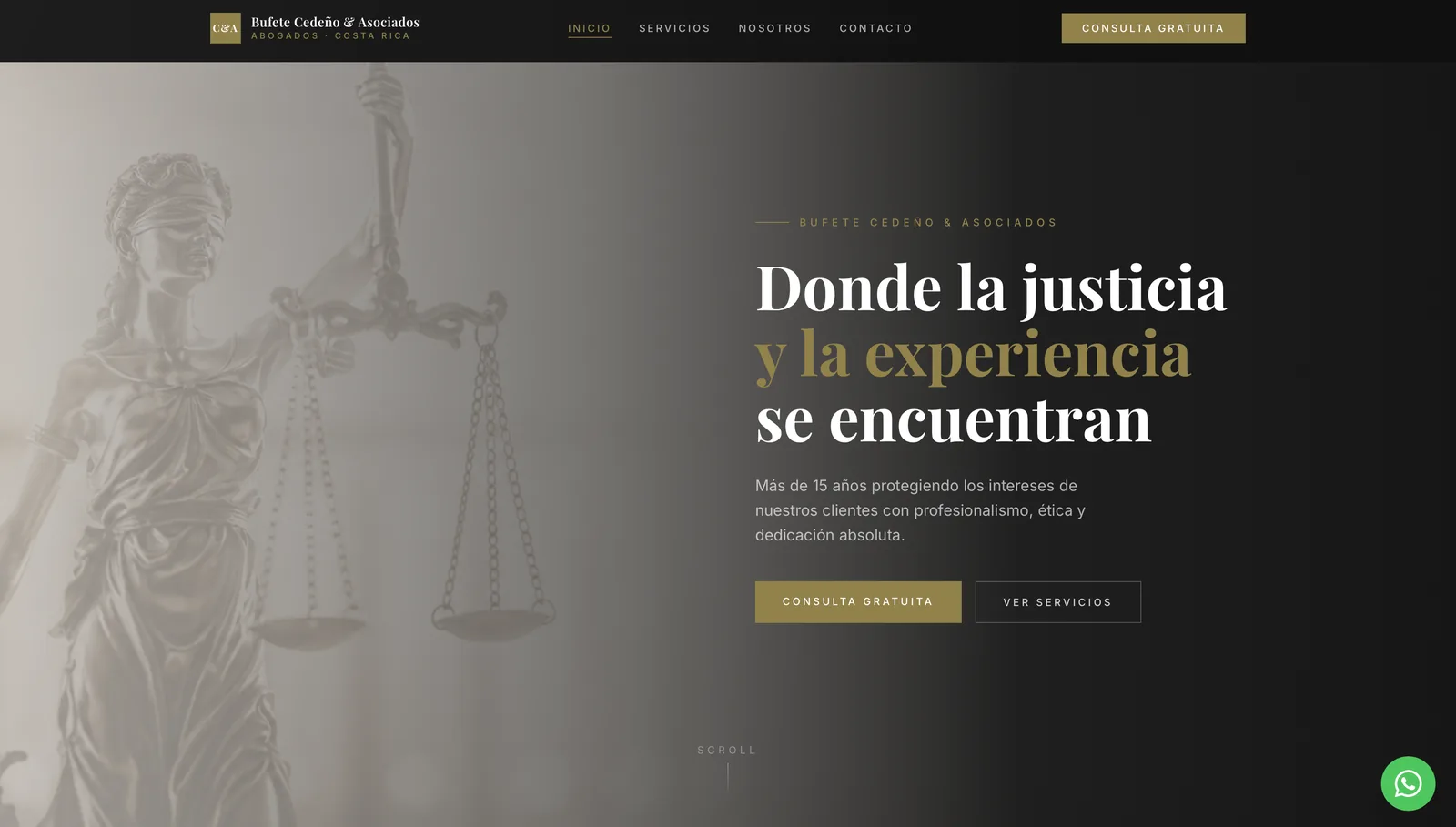 Página de inicio de Legal JCS para una práctica de consultoría legal
